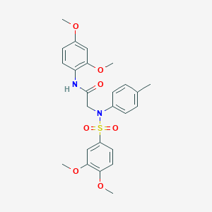 molecular formula C25H28N2O7S B406994 N-[2,4-bis(methyloxy)phenyl]-2-[{[3,4-bis(methyloxy)phenyl]sulfonyl}(4-methylphenyl)amino]acetamide 