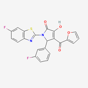 molecular formula C22H12F2N2O4S B4069940 1-(6-氟-1,3-苯并噻唑-2-基)-5-(3-氟苯基)-4-(2-呋喃基)-3-羟基-1,5-二氢-2H-吡咯-2-酮 