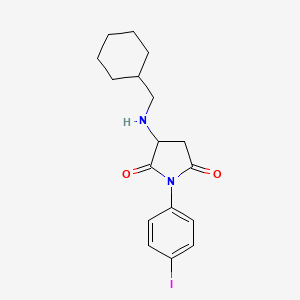 molecular formula C17H21IN2O2 B4069946 3-[(cyclohexylmethyl)amino]-1-(4-iodophenyl)-2,5-pyrrolidinedione 