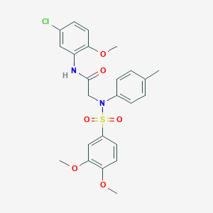 molecular formula C24H25ClN2O6S B406997 2-[{[3,4-bis(methyloxy)phenyl]sulfonyl}(4-methylphenyl)amino]-N-[5-chloro-2-(methyloxy)phenyl]acetamide 