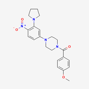 molecular formula C22H26N4O4 B4069970 1-(4-methoxybenzoyl)-4-[4-nitro-3-(1-pyrrolidinyl)phenyl]piperazine 