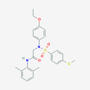molecular formula C25H28N2O4S2 B407002 N-(2,6-dimethylphenyl)-2-([4-(ethyloxy)phenyl]{[4-(methylsulfanyl)phenyl]sulfonyl}amino)acetamide 