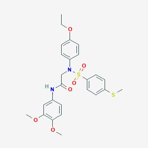 molecular formula C25H28N2O6S2 B407003 N-[3,4-bis(methyloxy)phenyl]-2-([4-(ethyloxy)phenyl]{[4-(methylsulfanyl)phenyl]sulfonyl}amino)acetamide 