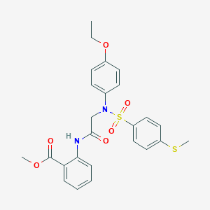 molecular formula C25H26N2O6S2 B407004 Methyl 2-{[([4-(ethyloxy)phenyl]{[4-(methylsulfanyl)phenyl]sulfonyl}amino)acetyl]amino}benzoate 