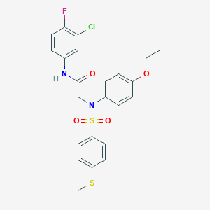 molecular formula C23H22ClFN2O4S2 B407005 N-(3-chloro-4-fluorophenyl)-2-(4-ethoxy{[4-(methylsulfanyl)phenyl]sulfonyl}anilino)acetamide 