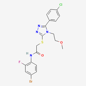 molecular formula C19H17BrClFN4O2S B4070056 N-(4-bromo-2-fluorophenyl)-2-{[5-(4-chlorophenyl)-4-(2-methoxyethyl)-4H-1,2,4-triazol-3-yl]thio}acetamide 