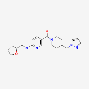 molecular formula C21H29N5O2 B4070081 N-methyl-5-{[4-(1H-pyrazol-1-ylmethyl)-1-piperidinyl]carbonyl}-N-(tetrahydro-2-furanylmethyl)-2-pyridinamine 