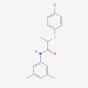 molecular formula C17H18ClNOS B407009 2-[(4-chlorophenyl)sulfanyl]-N-(3,5-dimethylphenyl)propanamide 