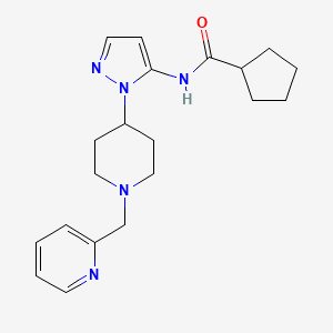 molecular formula C20H27N5O B4070096 N-{1-[1-(2-pyridinylmethyl)-4-piperidinyl]-1H-pyrazol-5-yl}cyclopentanecarboxamide 