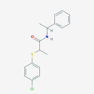 molecular formula C17H18ClNOS B407010 2-[(4-chlorophenyl)sulfanyl]-N-(1-phenylethyl)propanamide 