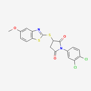 molecular formula C18H12Cl2N2O3S2 B4070101 1-(3,4-dichlorophenyl)-3-[(5-methoxy-1,3-benzothiazol-2-yl)thio]-2,5-pyrrolidinedione 