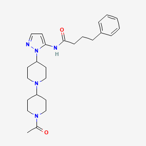 molecular formula C25H35N5O2 B4070105 N-[1-(1'-acetyl-1,4'-bipiperidin-4-yl)-1H-pyrazol-5-yl]-4-phenylbutanamide 