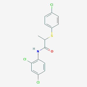 molecular formula C15H12Cl3NOS B407011 2-[(4-chlorophenyl)sulfanyl]-N-(2,4-dichlorophenyl)propanamide 
