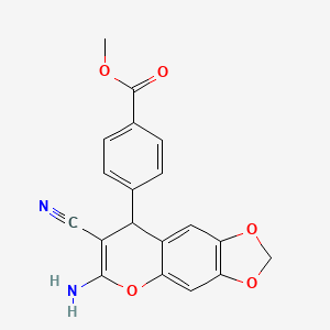 molecular formula C19H14N2O5 B4070116 methyl 4-(6-amino-7-cyano-8H-[1,3]dioxolo[4,5-g]chromen-8-yl)benzoate 