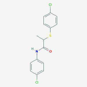 molecular formula C15H13Cl2NOS B407012 N-(4-chlorophenyl)-2-[(4-chlorophenyl)sulfanyl]propanamide 