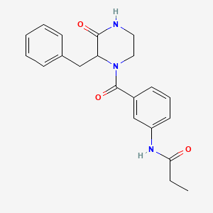 molecular formula C21H23N3O3 B4070132 N-{3-[(2-benzyl-3-oxopiperazin-1-yl)carbonyl]phenyl}propanamide 
