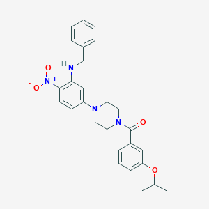 molecular formula C27H30N4O4 B4070172 N-benzyl-5-[4-(3-isopropoxybenzoyl)-1-piperazinyl]-2-nitroaniline 