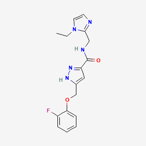 molecular formula C17H18FN5O2 B4070183 N-[(1-ethyl-1H-imidazol-2-yl)methyl]-5-[(2-fluorophenoxy)methyl]-1H-pyrazole-3-carboxamide 