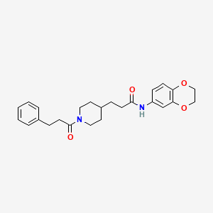 molecular formula C25H30N2O4 B4070200 N-(2,3-dihydro-1,4-benzodioxin-6-yl)-3-[1-(3-phenylpropanoyl)-4-piperidinyl]propanamide 