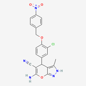 molecular formula C21H16ClN5O4 B4070215 6-amino-4-{3-chloro-4-[(4-nitrobenzyl)oxy]phenyl}-3-methyl-1,4-dihydropyrano[2,3-c]pyrazole-5-carbonitrile 