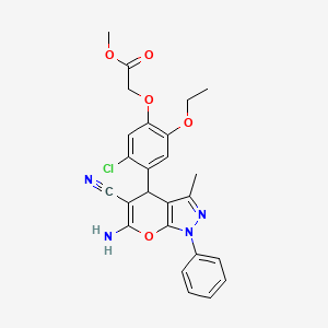 molecular formula C25H23ClN4O5 B4070224 methyl [4-(6-amino-5-cyano-3-methyl-1-phenyl-1,4-dihydropyrano[2,3-c]pyrazol-4-yl)-5-chloro-2-ethoxyphenoxy]acetate 