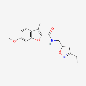 molecular formula C17H20N2O4 B4070232 N-[(3-ethyl-4,5-dihydroisoxazol-5-yl)methyl]-6-methoxy-3-methyl-1-benzofuran-2-carboxamide 
