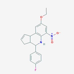 molecular formula C20H19FN2O3 B407027 8-ethoxy-4-(4-fluorophenyl)-6-nitro-3a,4,5,9b-tetrahydro-3H-cyclopenta[c]quinoline 