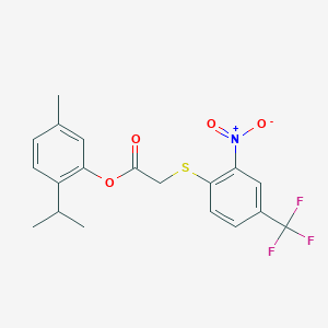 molecular formula C19H18F3NO4S B4070275 2-isopropyl-5-methylphenyl {[2-nitro-4-(trifluoromethyl)phenyl]thio}acetate 