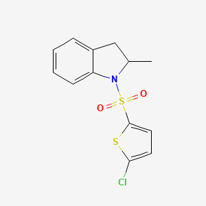 molecular formula C13H12ClNO2S2 B4070281 1-[(5-chloro-2-thienyl)sulfonyl]-2-methylindoline 