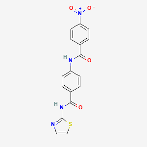 molecular formula C17H12N4O4S B4070328 4-nitro-N-{4-[(1,3-thiazol-2-ylamino)carbonyl]phenyl}benzamide 