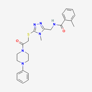 molecular formula C24H28N6O2S B4070343 2-methyl-N-[(4-methyl-5-{[2-oxo-2-(4-phenyl-1-piperazinyl)ethyl]thio}-4H-1,2,4-triazol-3-yl)methyl]benzamide 
