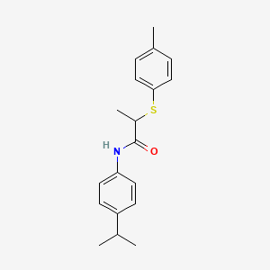 molecular formula C19H23NOS B4070346 N-(4-isopropylphenyl)-2-[(4-methylphenyl)thio]propanamide 