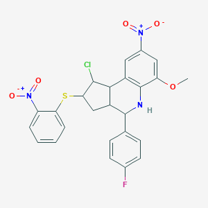 1-chloro-4-(4-fluorophenyl)-8-nitro-2-({2-nitrophenyl}sulfanyl)-6-methoxy-2,3,3a,4,5,9b-hexahydro-1H-cyclopenta[c]quinoline