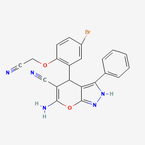 molecular formula C21H14BrN5O2 B4070353 6-amino-4-[5-bromo-2-(cyanomethoxy)phenyl]-3-phenyl-1,4-dihydropyrano[2,3-c]pyrazole-5-carbonitrile 
