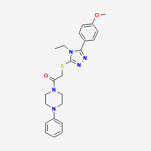 molecular formula C23H27N5O2S B4070368 1-({[4-ethyl-5-(4-methoxyphenyl)-4H-1,2,4-triazol-3-yl]thio}acetyl)-4-phenylpiperazine 