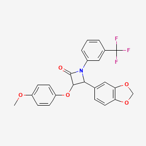 molecular formula C24H18F3NO5 B4070385 4-(1,3-benzodioxol-5-yl)-3-(4-methoxyphenoxy)-1-[3-(trifluoromethyl)phenyl]-2-azetidinone 