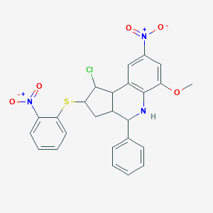 1-chloro-8-nitro-2-({2-nitrophenyl}sulfanyl)-6-methoxy-4-phenyl-2,3,3a,4,5,9b-hexahydro-1H-cyclopenta[c]quinoline