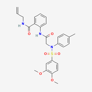 molecular formula C27H29N3O6S B4070426 N-allyl-2-{[N-[(3,4-dimethoxyphenyl)sulfonyl]-N-(4-methylphenyl)glycyl]amino}benzamide 