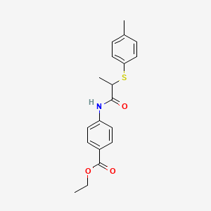 molecular formula C19H21NO3S B4070456 ethyl 4-({2-[(4-methylphenyl)thio]propanoyl}amino)benzoate 