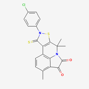 9-(4-chlorophenyl)-3,7,7-trimethyl-10-thioxo-9,10-dihydro-7H-isothiazolo[5,4-c]pyrrolo[3,2,1-ij]quinoline-4,5-dione