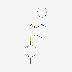 molecular formula C15H21NOS B4070476 N-cyclopentyl-2-[(4-methylphenyl)thio]propanamide 