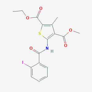 molecular formula C17H16INO5S B407048 2-Ethyl 4-methyl 5-[(2-iodobenzoyl)amino]-3-methyl-2,4-thiophenedicarboxylate 