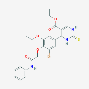 molecular formula C25H28BrN3O5S B4070504 ethyl 4-(3-bromo-5-ethoxy-4-{2-[(2-methylphenyl)amino]-2-oxoethoxy}phenyl)-6-methyl-2-thioxo-1,2,3,4-tetrahydro-5-pyrimidinecarboxylate 