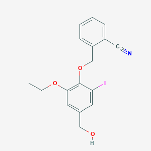 molecular formula C17H16INO3 B4070508 2-{[2-ethoxy-4-(hydroxymethyl)-6-iodophenoxy]methyl}benzonitrile 