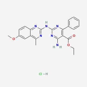 molecular formula C23H23ClN6O3 B4070515 ethyl 4-amino-2-[(6-methoxy-4-methyl-2-quinazolinyl)amino]-6-phenyl-5-pyrimidinecarboxylate hydrochloride 