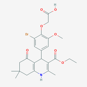molecular formula C24H28BrNO7 B4070519 {2-bromo-4-[3-(ethoxycarbonyl)-2,7,7-trimethyl-5-oxo-1,4,5,6,7,8-hexahydro-4-quinolinyl]-6-methoxyphenoxy}acetic acid 