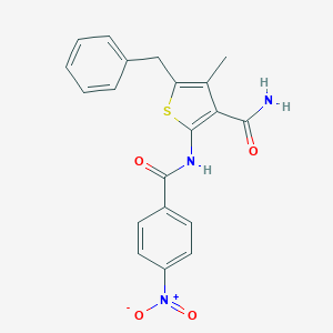 molecular formula C20H17N3O4S B407054 5-Benzyl-4-methyl-2-(4-nitro-benzoylamino)-thiophene-3-carboxylic acid amide 