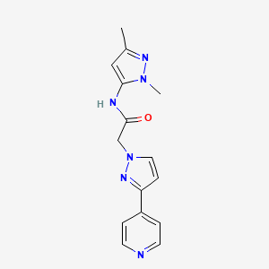 molecular formula C15H16N6O B4070547 N-(1,3-dimethyl-1H-pyrazol-5-yl)-2-[3-(4-pyridinyl)-1H-pyrazol-1-yl]acetamide trifluoroacetate 