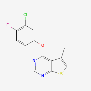molecular formula C14H10ClFN2OS B4070563 4-(3-chloro-4-fluorophenoxy)-5,6-dimethylthieno[2,3-d]pyrimidine 