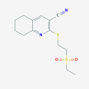 molecular formula C14H18N2O2S2 B4070603 2-{[2-(ethylsulfonyl)ethyl]thio}-5,6,7,8-tetrahydro-3-quinolinecarbonitrile 